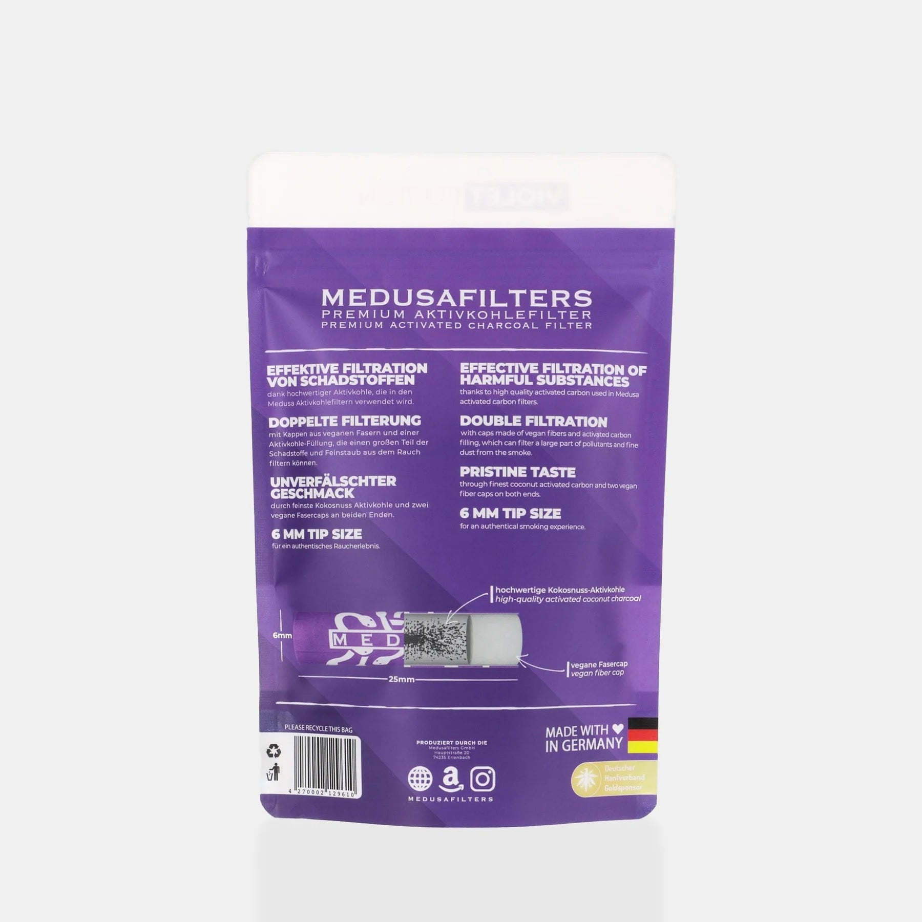 Medusafilters Violet Edition 250 stk Rückseite