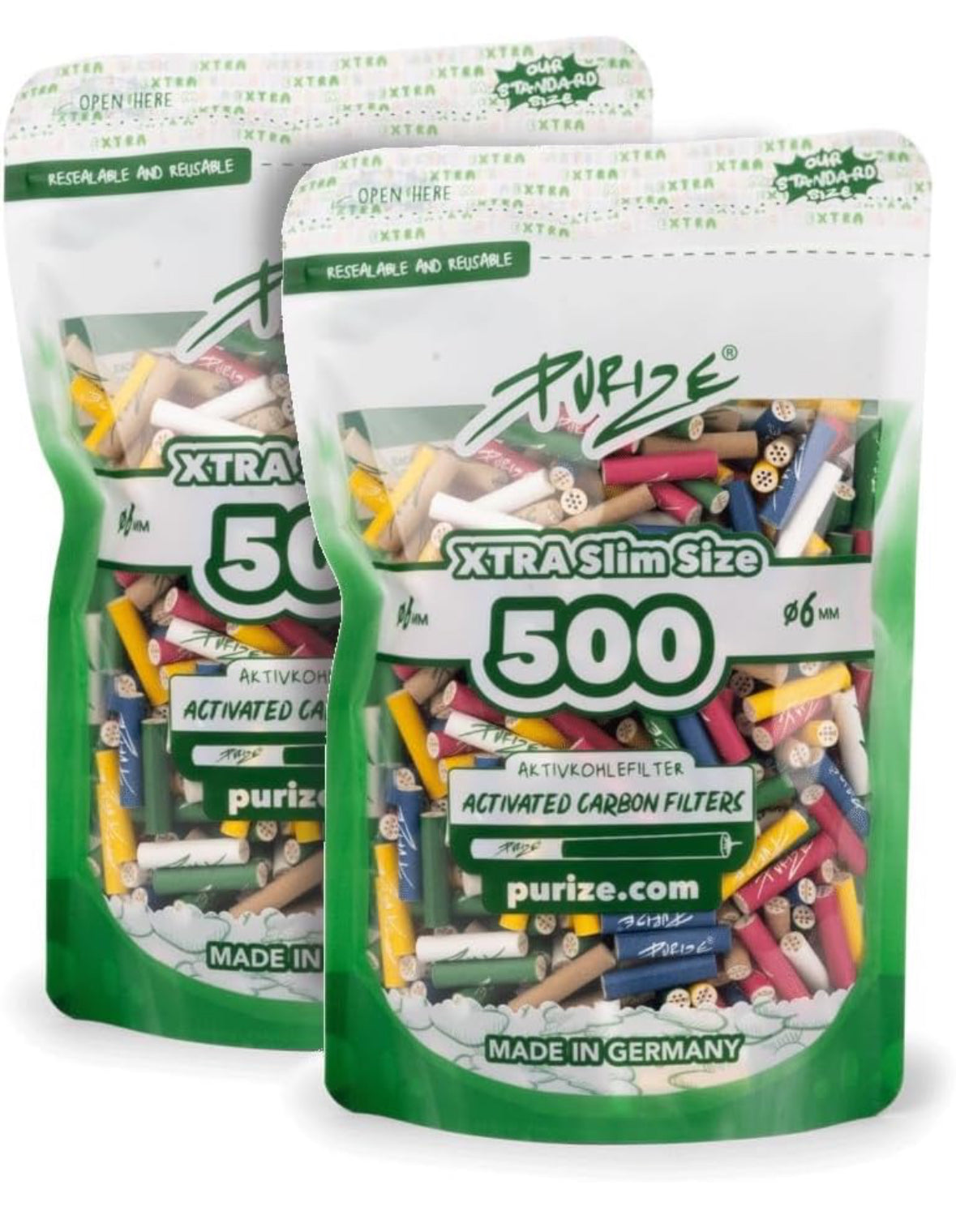 PURIZE® XTRA Slim Size Aktivkohlefilter 1000 Stück Megapack